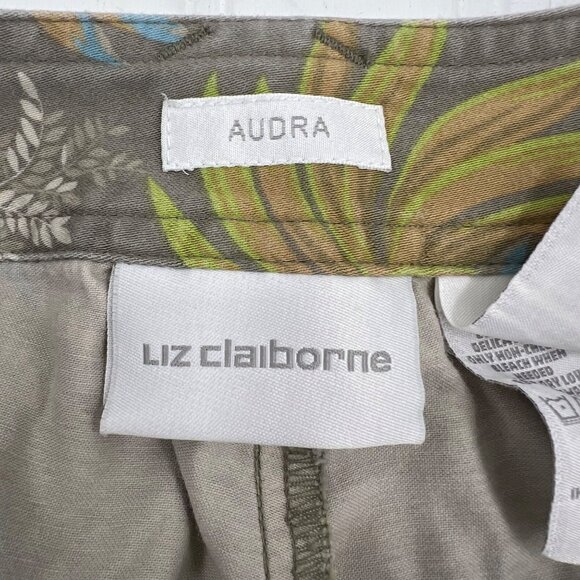 Liz Claiborne Womens Tropical Print Pants Size 12 Cotton Zip Hem & Pockets - Picture 4 of 9